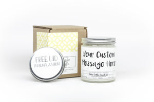 Personalized Custom Candle - White - Silver Dollar Candle Co